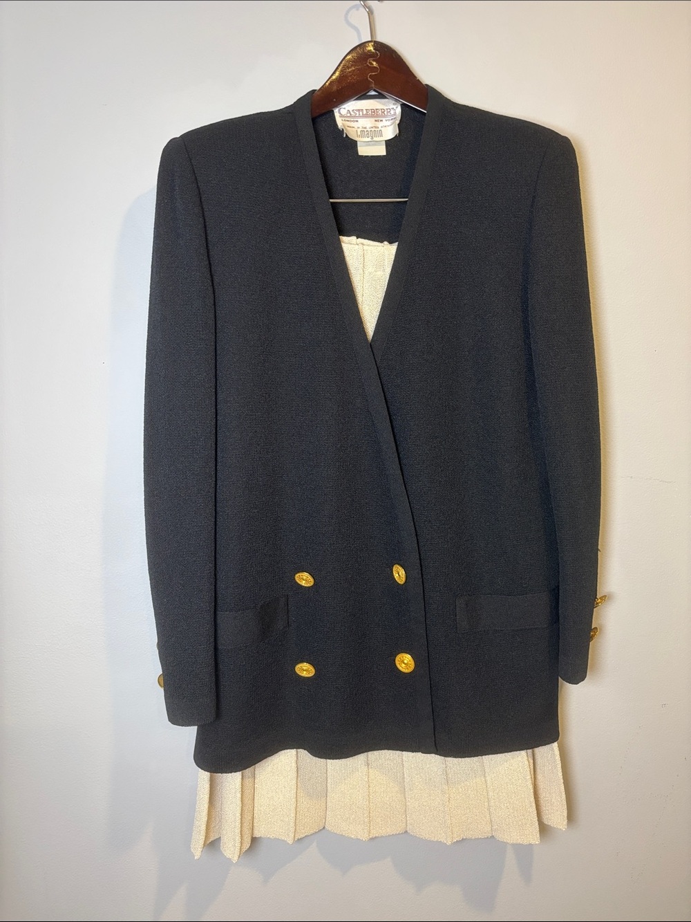 Castlebury Black Double-Breasted Midi Dress Jacket